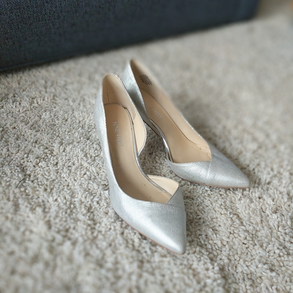 Silver Nine West heels